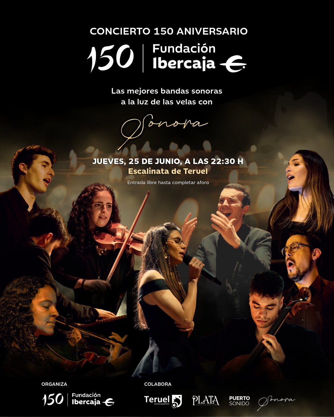 Más de mil velas iluminarán la Escalinata en el gran concierto con el que Fundación Ibercaja celebra su 150 aniversario