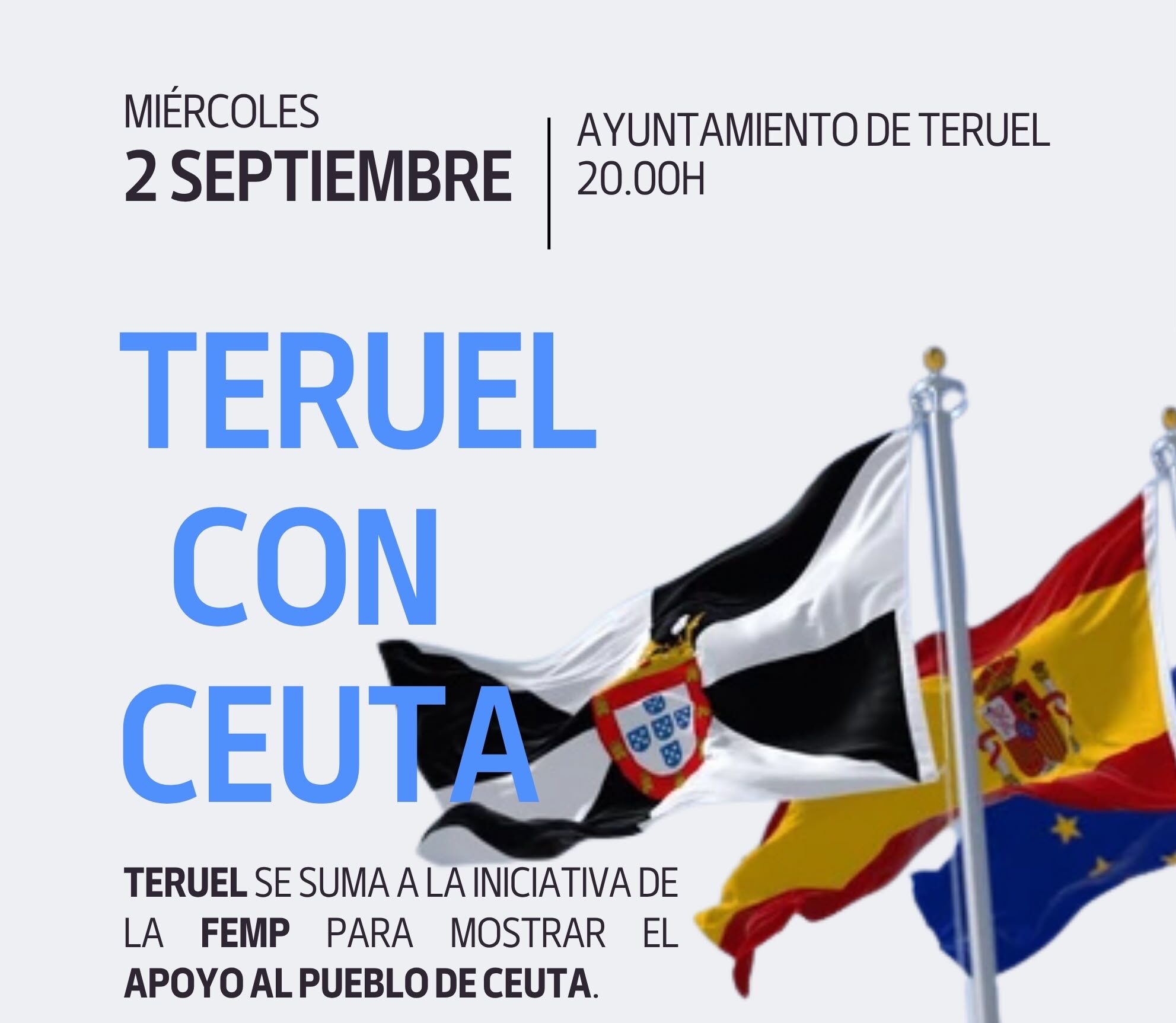 El Ayuntamiento de Teruel se suma a la concentración convocada por la Femp en apoyo a Ceuta.
