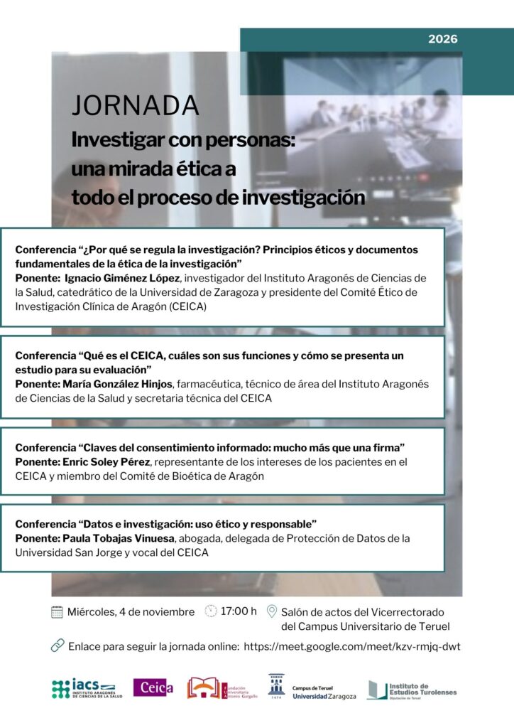Jornadas «Investigar con personas: una mirada ética a todo el proceso de investigación»