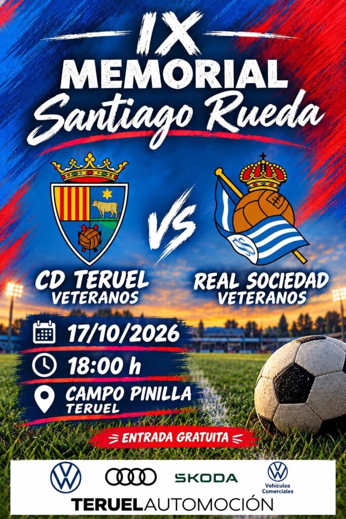 Los veteranos del CD Teruel se enfrentan a la Real Sociedad en el IX Memorial Santiago Rueda